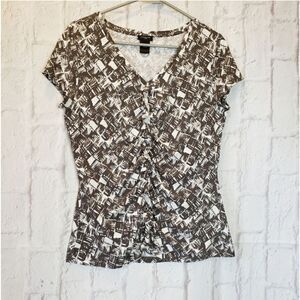 💜ANN TAYLOR Ruffle Front V-neck Top Medium